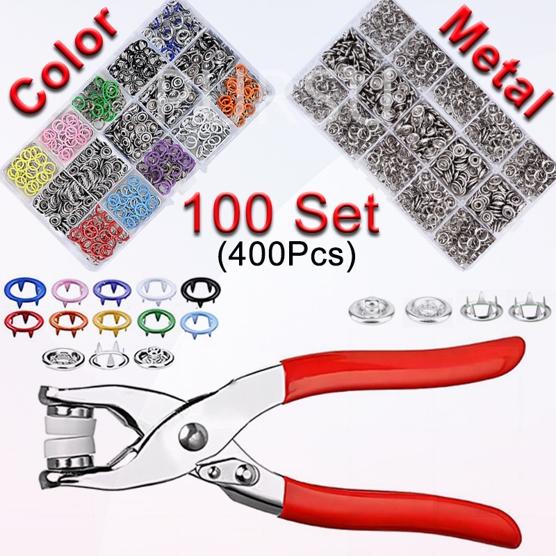Snap Button Plier - 100 juegos de alicates a presión,
