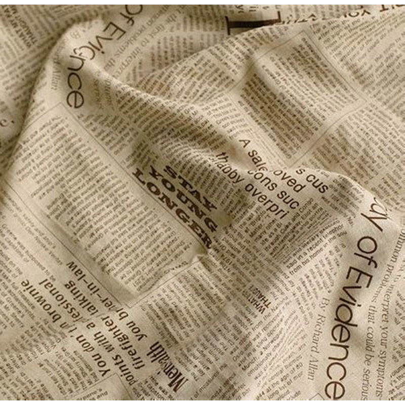 Sewing Tweed Fabric - 50x150cm Retro periódico letra impresa algodón