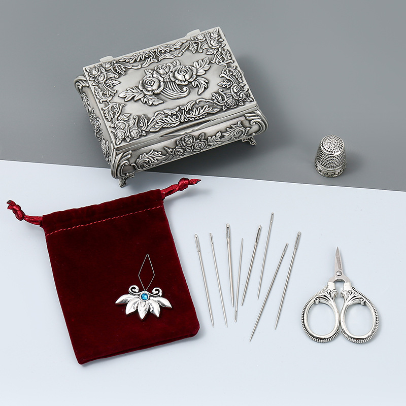 Sewing Thimble Metal - Kit de tijeras de bordado, enhebrador